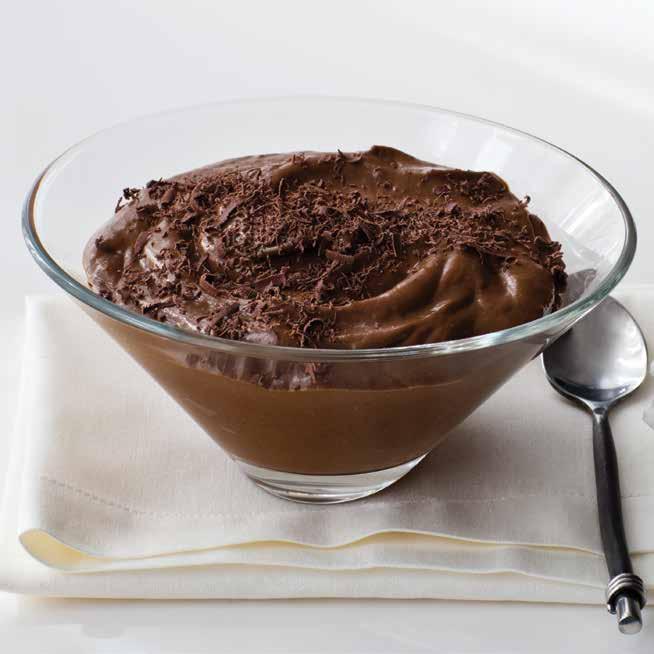 BANANA CHOCOLATE MOUSSE PREP: 10 MINUTES CHILL: 2 HOURS CONTAINER: PITCHER MAKES: 4 SERVINGS 2 ripe bananas, cut in quarters 2 ripe avocados, peeled, cut in quarters, pits removed 1 /4 cup chocolate