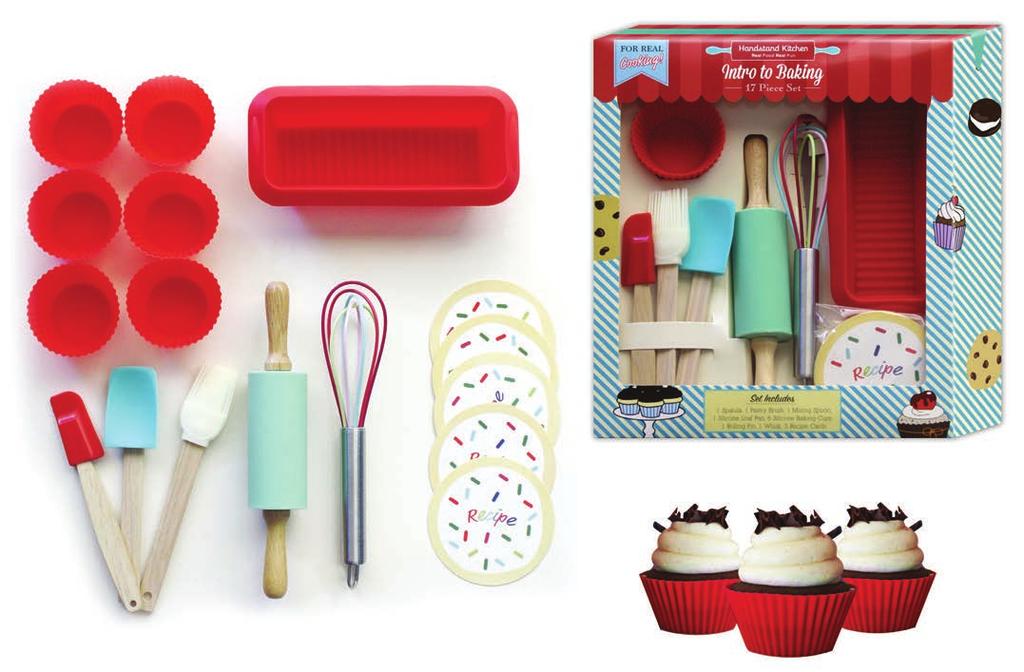 Includes: Loaf Pan, Whisk, Rolling Pin, Spatula, Pastry Brush, Mixing Spoon, 6
