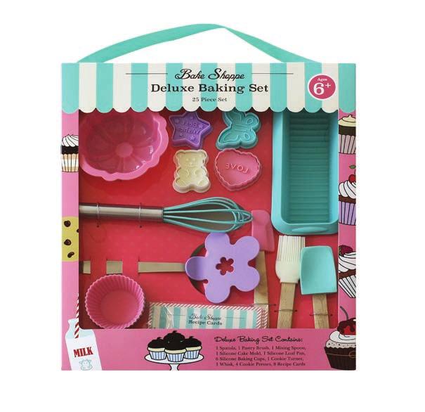 Includes: Spatula, Pastry Brush, Mixing Spoon, Silicone Cake Mold,