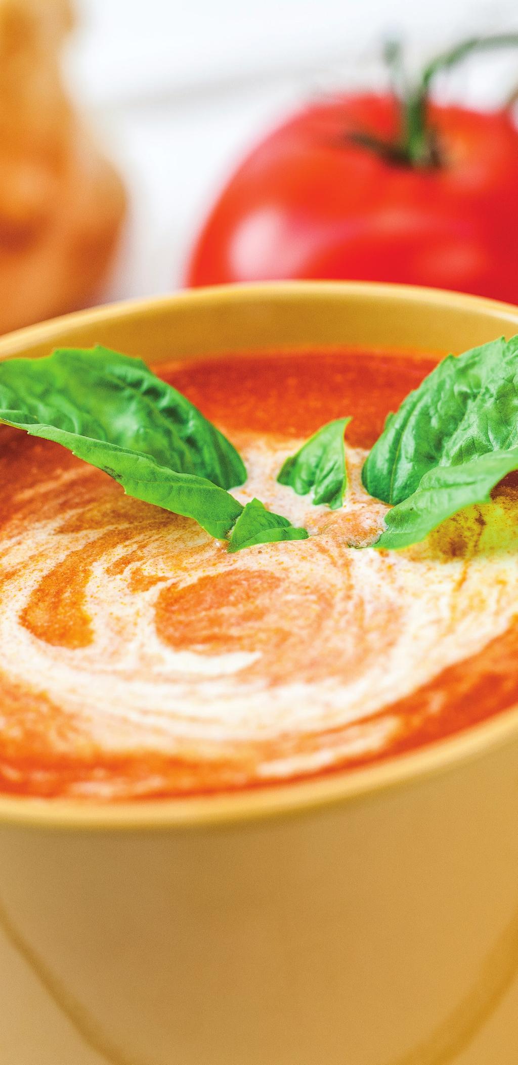 TOMATO-BASIL SOUP Accompany this simple, satisfying soup with crusty whole grain bread for a light meal.