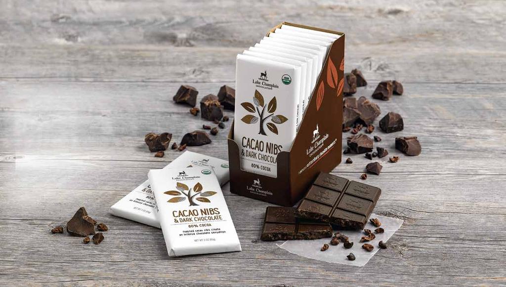 ORGANIC CHOCOLATE BARS 3 oz / 12 per dispenser refresh, re & REVIVE 38% Cocoa A classic best- 1Y504-012103-1 Moka Fleck 43% Cocoa / Milk Bold Dominican coffee and crunchy cacao nibs 1Y504-012111-1