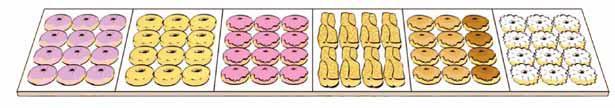 MIDDLE ROW ------------------------------------------------------------------ Long chocolate- and peanut butter raspberry jelly donuts, some with filling; White-Iced donuts, some with filling;