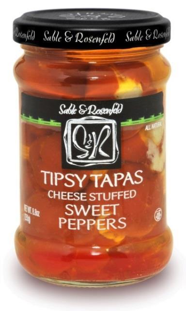 8oz TIPSY TAPAS SWEET PEPPERS Sweet Peppers hand-stuffed with imported cream cheese and then hand-packed in a premium herb-splashed
