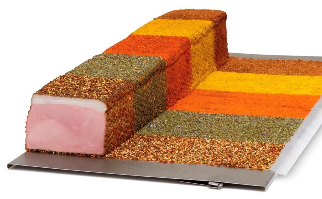 Bacon raw & cooked production process: 9) The special taste our FoodCover foils : Individual in taste and appearance Even distribution of the spices