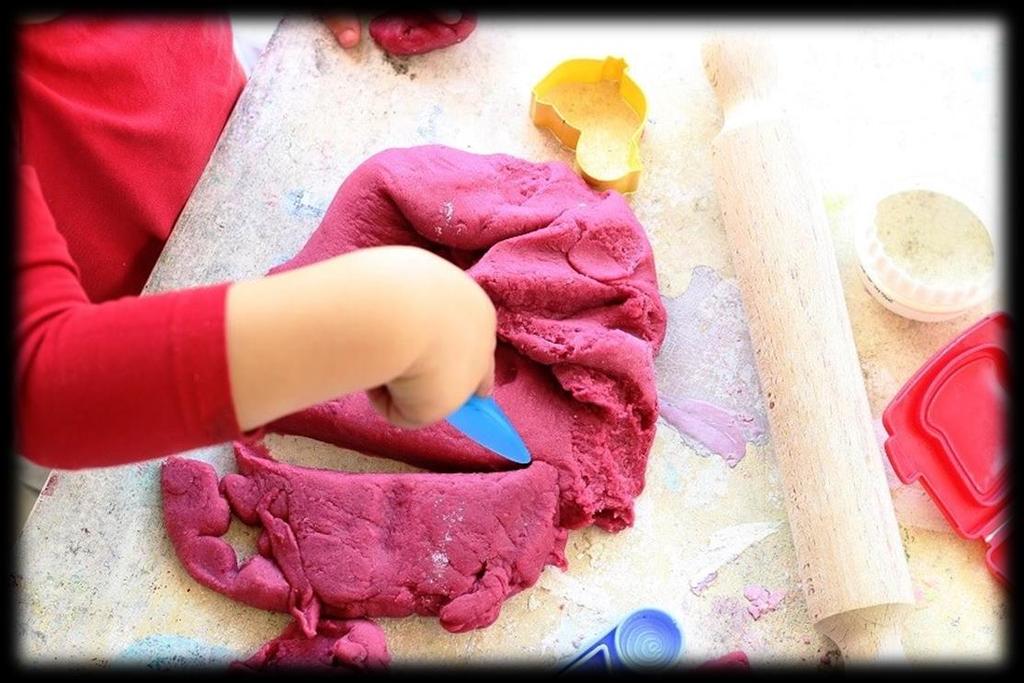 Playdough 1 minute 5 minutes 6 520g water 290g salt 340g plain flour 60g creme of tartar 2 tblsp coconut or olive oil Artificial free food colours Essential oils (optional) Add water, salt and food