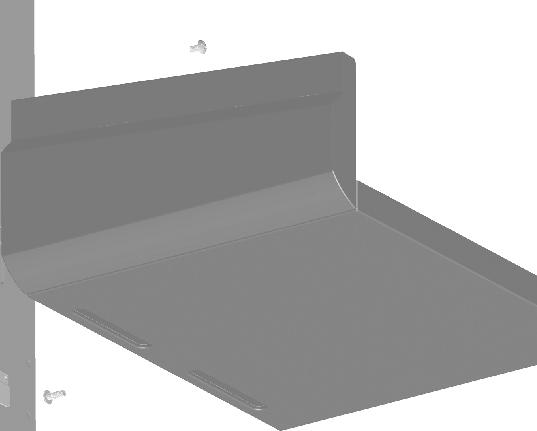 Secure shelf brackets to cart side panel using two 1/4-20x1/2" screws, fiber washers