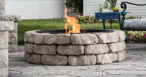 Round Fire Pit: Outside Diameter is 43" Inside Diameter is 30" Stacks