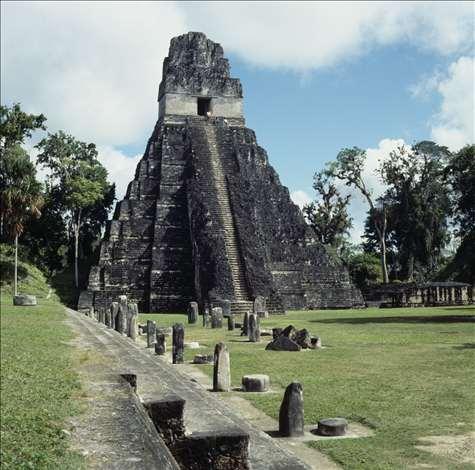 Picture: Temple of the Giant Jaguar at Tikal, which served as funerary pyramid for Lord Cacao, a prominent Maya ruler of the late sixth and early seventh centuries C.E.