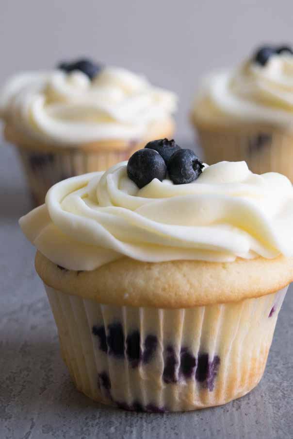 30 min. 0 4 min. cupcakes SKILL LEVEL: medium hr. 30 min. blueberry cupcakes ⅔ c. cake flour (NOT ALL-PURPOSE) ¾ tsp baking powder ¼ tsp baking soda ½ tsp salt ½ c. unsalted butter, softened ¾ c.