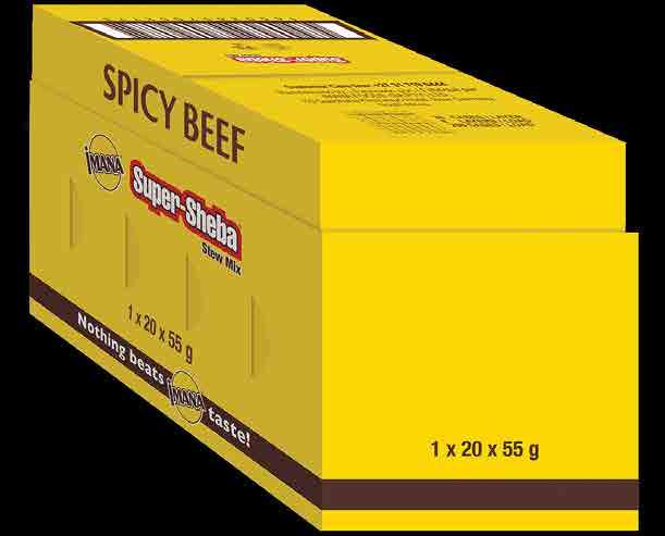 SUPER-SHEBA New Look IMANA SUPER-SHEBA 55g FLAVOUR ITEM CODE UNIT CASE Chilli-Beef 040219 600-2657-00446-6 1-600-2657-00276-6 Chicken BBQ 040216 600-2657-00443-5 1-600-2657-00273-5 Rich Oxtail 040218