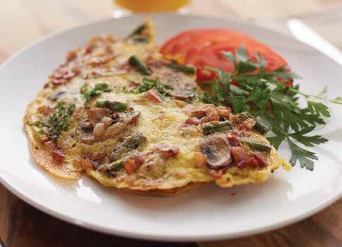 CHAPTER 3 EGGS AND DAIRY PRODUCTS RECIPE ASPARAGUS, MUSHROOM, AND CHEESE OMELET COOKING TIME: 20 MINUTES YIELD: ONE INDIVIDUAL OMELET INGREDIENTS 2 3 Large eggs 1 tbsp Water 1 dash Ground black