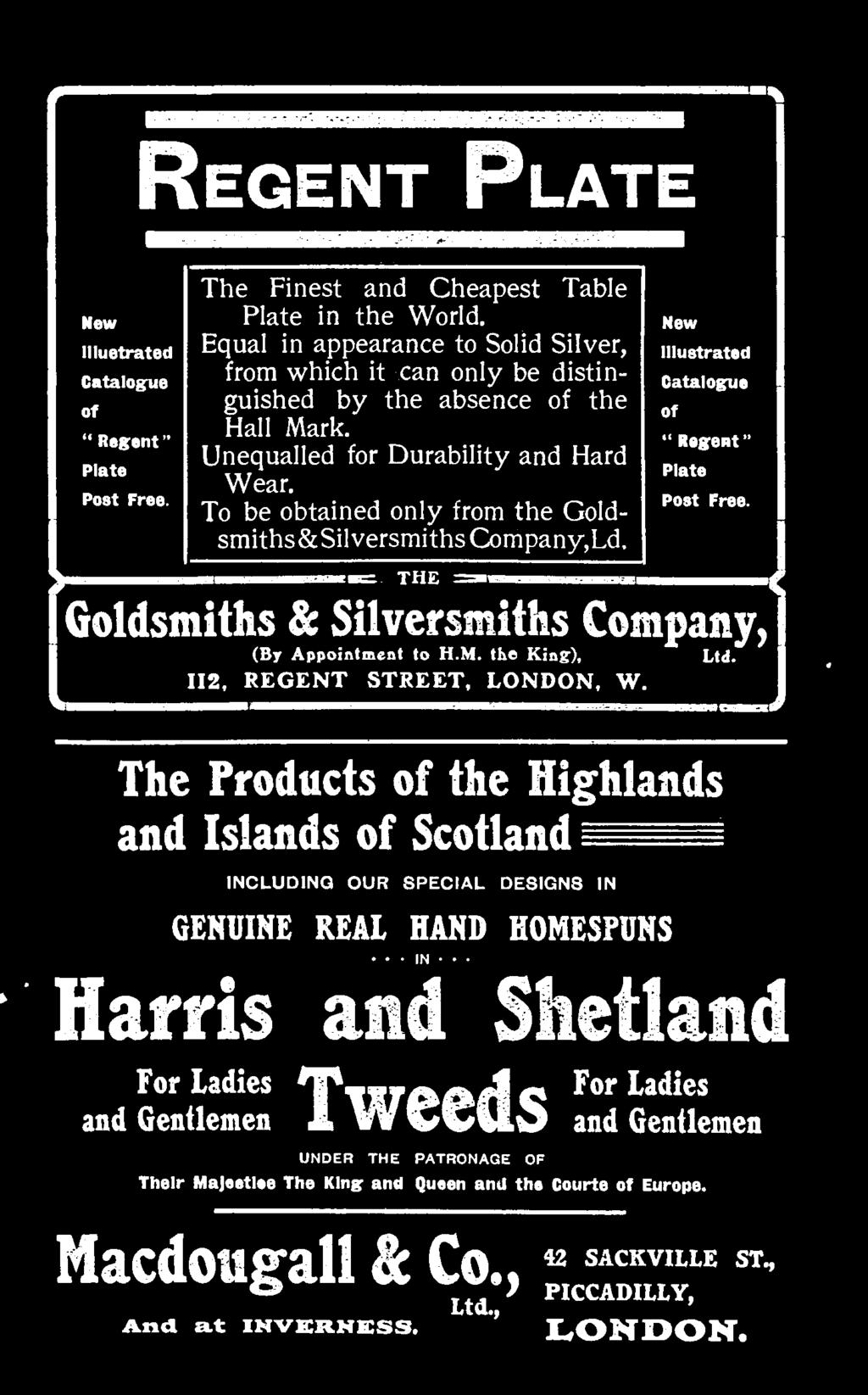 I THE - j Goldsmiths (By & Appointment Silversmiths to H.M. the King), Company, Ltd. 112, REGENT STREET, LONDON, W.