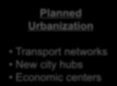 Continued Urbanization Part of Government L/T Plan Planned Urbanization Transport networks New city hubs Economic