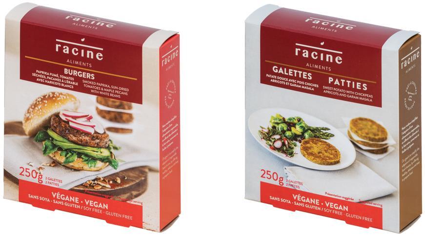 Aliments Racine Burgers & Patties Aliments Racine produces ready-to-cook products made from organic beans and grains.