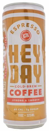Heyday Strong & Smooth Espresso Cold- Brew Coffee is described as strong and super smooth.