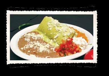 $ 10 Verde Burrito Tender marinated pork slowly roasted and wrapped with Monterey Jack cheese and refried beans. Topped with green sauce.