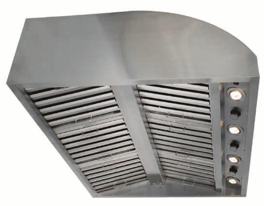 Blaze 42 Vent Hood 36 canopy depth maximizes the capture range of the vent hood Two independent and individually