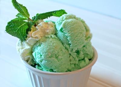Mint Ice Cream 4 egg yolks 3 cups heavy cream 1 tsp mint extract 2/3 cup Splenda Combine half of the cream and the mint extract in a saucepan. Simmer. Remove from heat and let stand for 30 minutes.