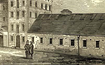 , the fermenting cellar was a one-and-a-half storey, limestone structure that stretched west from the five-storey stone distilling and milling building.