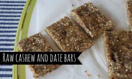 Raw cashew and date bars 2 cups dates 2 cups cashews 1. Add dates and cashews to the food processor and blend. Blend for a few minutes, scrape down the sides and blend again. 2. Do this a couple of times until the mixture is soft and sticks together.