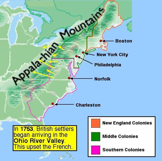 The Importance of the Ohio River Valley Most settlers in the British colonies were content to remain along the Atlantic coast That changed in the mid 1700 s By the 1740s traders