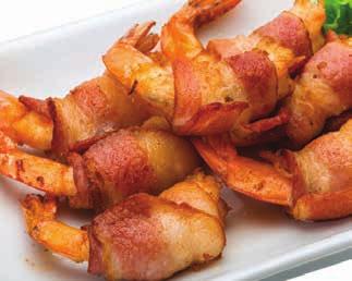 Bacon Wrapped Shrimp 12 12 deveined and peeled jumbo shrimp juice of ½ of 1 lemon 12 bacon slices, thin Rinse shrimp under cold water and pat dry with a towel. Toss shrimp with juice of ½ a lemon.