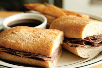 swiss, cheddar, pepperjack, or provologne PRIME FRENCH DIP SANDWICH thin sliced, slow roasted prime rib of beef piled high on a toasted hoagie roll with