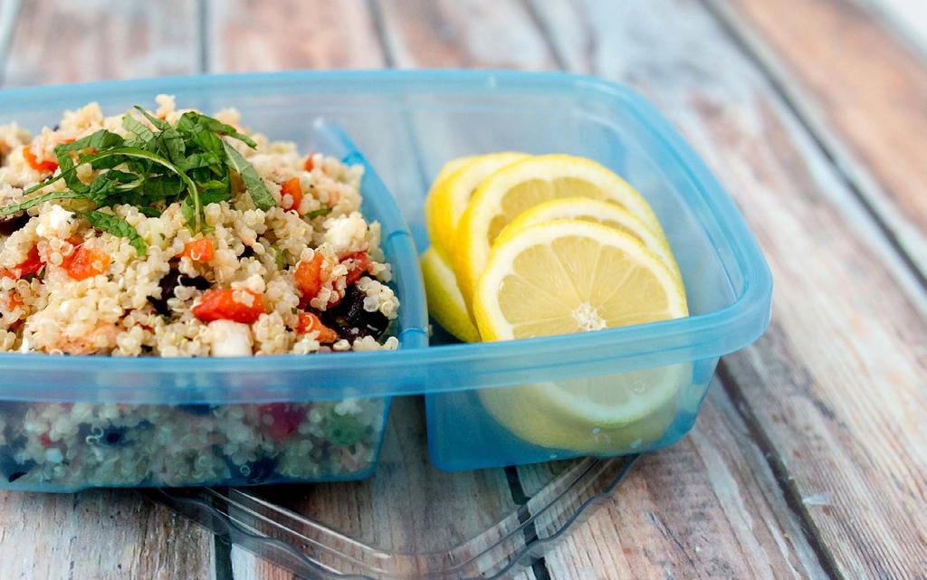 QUINOA & KALE SALAD WITH GRILLED CHICKEN & TURKEY BACON cooking spray 1 cup dry quinoa 1 bunch kale, trimmed into pieces 1 lb boneless, skinless chicken breast, sliced 8-10 slices turkey bacon,