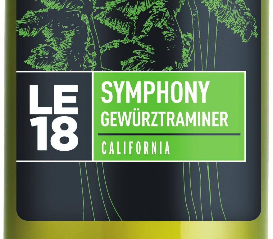 SYMPHONY GEWÜRZTRAMINER Symphony is one of California s hidden gems bringing peach, apple and tropical fruit flavours, it is a natural and perfect complement to Gewürztraminer