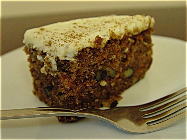 CARROT CAKE WITH CREAM CHEESE FROSTING: CAKE INGREDIENTS: 3/4 cup vegetable oil 1 cup sugar 2 eggs 1 cup