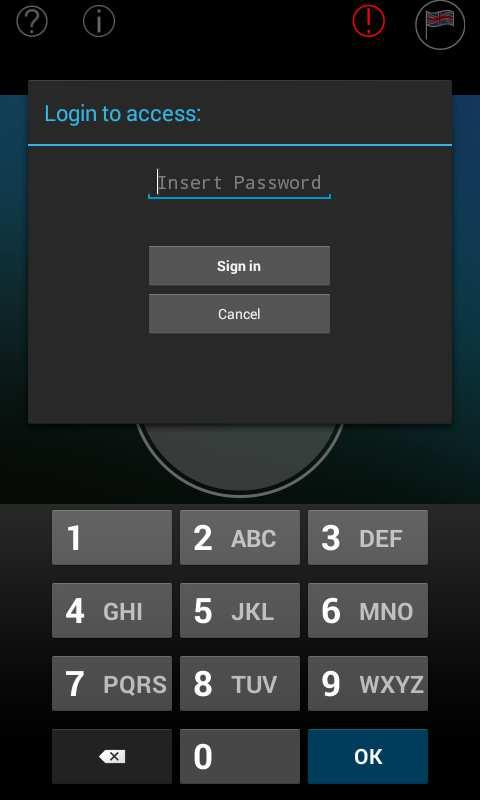 The password must be composed with 5 numbers.