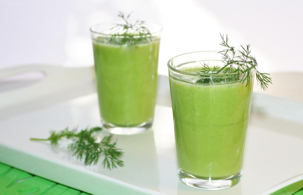 Tuesday Super Green Smoothie Snack Daily Lime & Dill Detox SuperGreen Smoothie (Serves: 2) ½ pear 1 cup chopped and seeded cucumber ¼ cup chopped fresh dill 1 small avocado 1 cup baby spinach 2