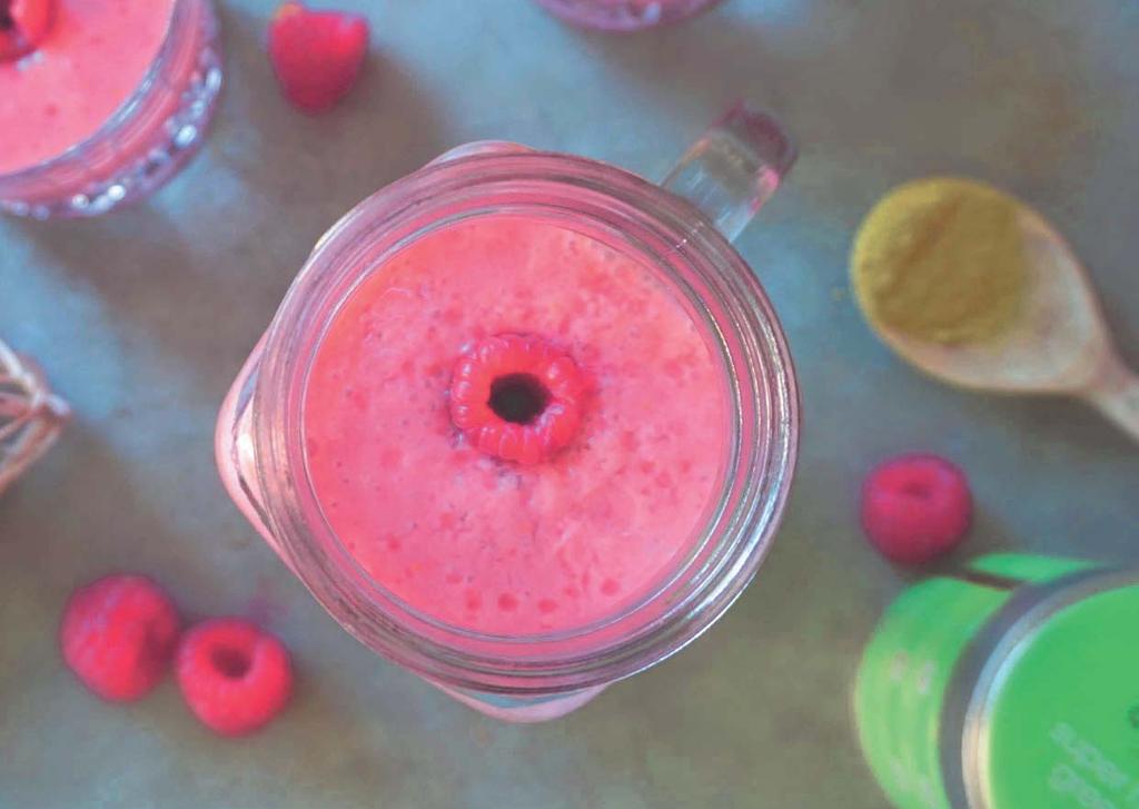Smoothie Dairy Free 1 cup Mighty Matcha green tea, chilled 1/3 cup coconut yogurt (Coconut Collaborative) 1 cup raspberries 1 large