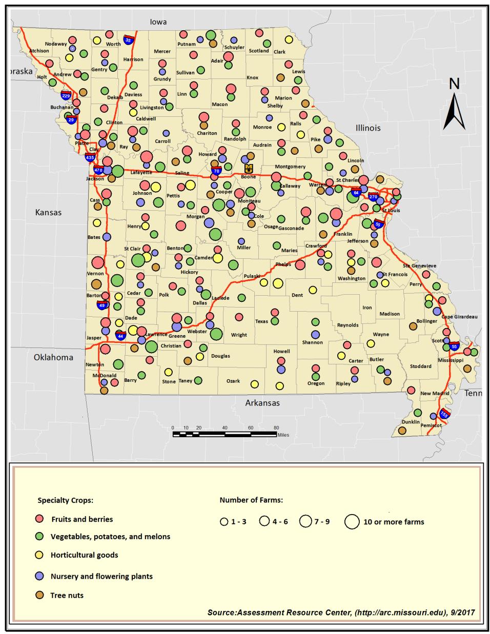 2017 Missouri Specialty Crop Survey Overall Results Counties Represented As shown in Figure 1, the survey elicited responses from