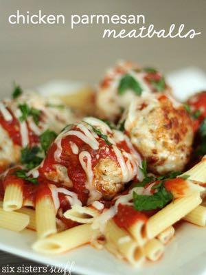 DAY 7 HEALTHY PLAN CHICKEN PARMESAN MEATBALLS AND PASTA M A I N D I S H Serves: 6 Prep Time: 10 Minutes Cook Time: 15 Minutes Calories: 510 Fat: 14.7 Carbohydrates: 61.9 Protein: 37.