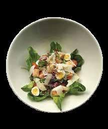 STARTER FINE CAESAR SALAD 110K Romaine lettuce, caesar dressing, anchovies, quail egg & parmesan.