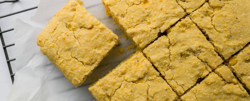 Vegan Corn Bread 7 ingredients 30 minutes 9 servings 4. Preheat oven to 400F and line a baking pan with parchment paper.