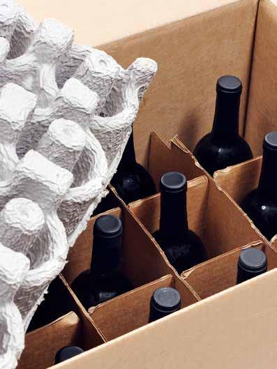 Each packaging component secures the bottles into the center of the shipping container away from the side walls of the shipper. Sturdy outer corrugated containers are required.