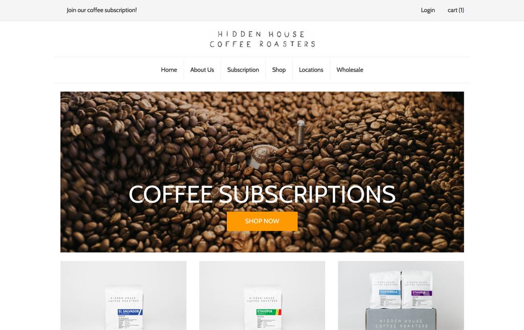 com PRO: Hidden House Coffee Roasters website is minimalistic and navigation is intuitive.