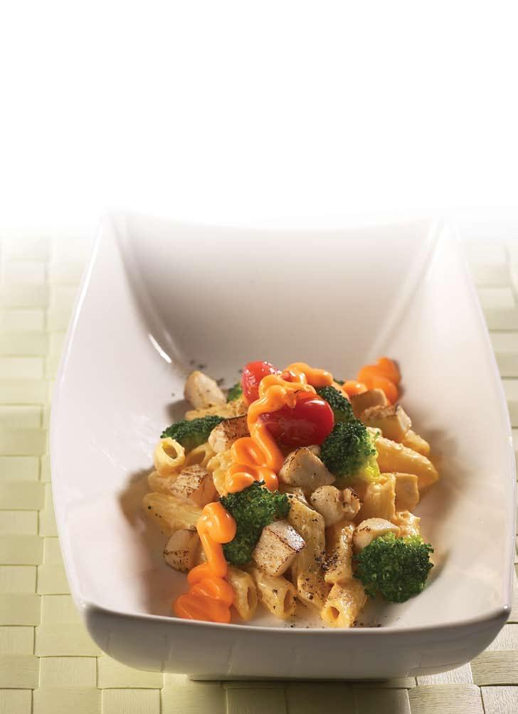 All-In-One Delights Hidangan Lazat Semua-Dalam-Satu Broccoli & Chicken Pasta (4 servings) Ingredients 200 g penne pasta 250 g broccoli florets 2 tbsps cooking oil 1 chicken breast, diced 100 g grated