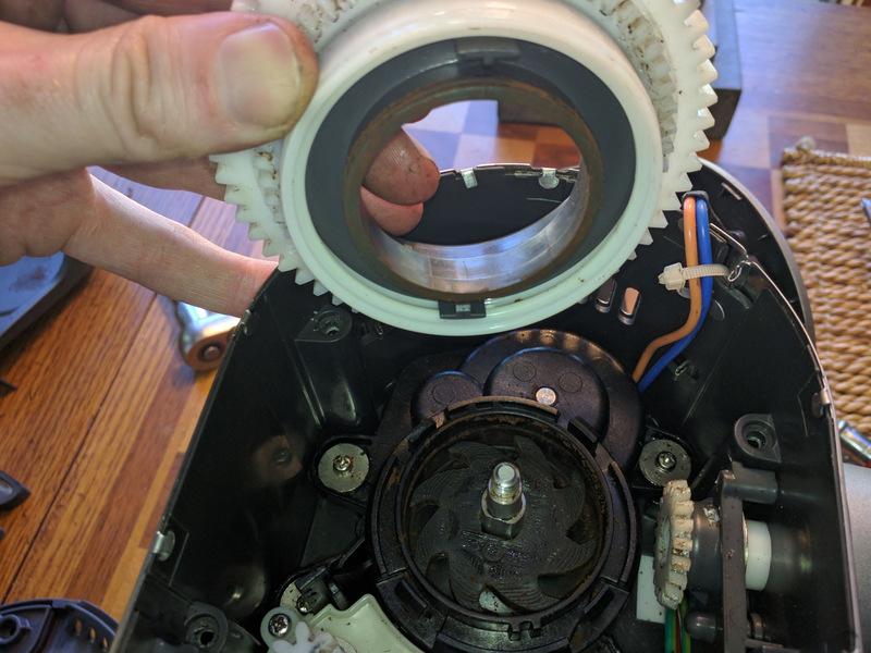 If it gets out of alignment the display will end up reading wrong. Use a permanent marker to make alignment marks on the three parts of the gear assembly. The marks should line up during reassembly.