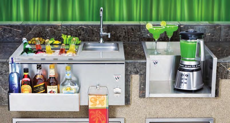Our 30" bar includes an insulated ice compartment that holds up to 40 lbs of ice.