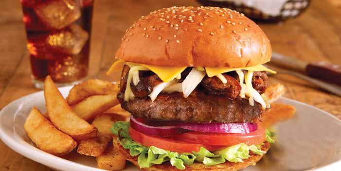 Burgers & Sandwiches Served on a toasted bun with seasoned steak fries Smokehouse Burger Smokehouse Burger* 6 oz.