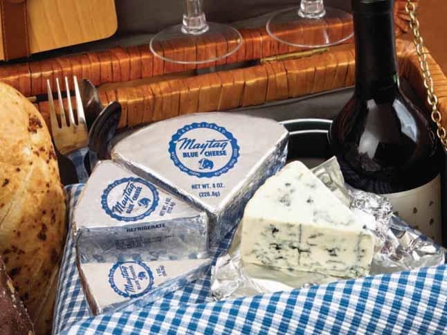 ARTISAN DOMESTIC CHEESE Maytag Blue Cheese Maytag Blue Cheese 1/4 lb 66745 On October 11, 1941, the first wheels of Maytag Blue Cheese were formed and put to age in our caves.