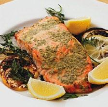 Grilled Salmon with Mustard & Herbs Calories: 212 Saturated Fat: 2g Sodium: 261mg Dietary Fiber: 0g Total Fat: 12g Carbs: 1g Cholesterol: 67mg Protein: 23g Prep Time: 15 min Cook Time: 25 min Total