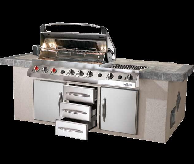 Anatomy of the Perfect Outdoor Kitchen Removable stainless steel warming rack Heavy duty 304 stainless steel cooking system Patented WAVE rod cooking grids Patented self cleaning sear plates for