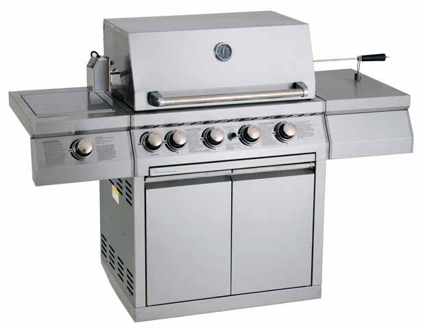 stainless steel flame tamers Easy removable drip tray Push button battery ignition LPG jets fitted BBQ cover included