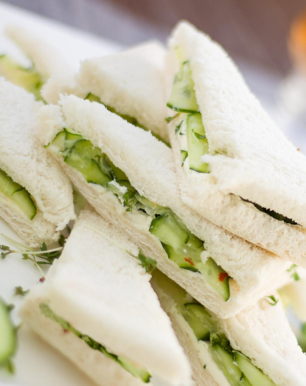 Light Delights Tea Sandwiches: Cucumber & Mint Tea Strawberry & Cream Cheese Watercress $20.