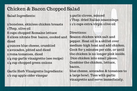 Chicken & Bacon Chopped Salad You'll never think of salad as rabbit food once you've tried this filling and