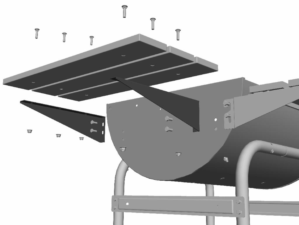 1/4-20x1 1/4 Screws 1/4-20 Flange Nuts 1/4-20 Shoulder Bolts 1/4-20 Flange Nuts 8 A - Attach Side Shelf Brackets to LH side of firebox using 4 each 1/4-20x1/2 screws and 4 each 1/4-20